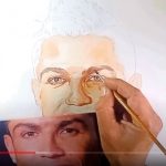 Pintura aquarela cristiano Ronaldo