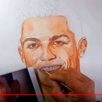 Pintura aquarela cristiano Ronaldo