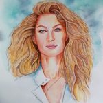 Pintura aquarela de Gisele Bundchen