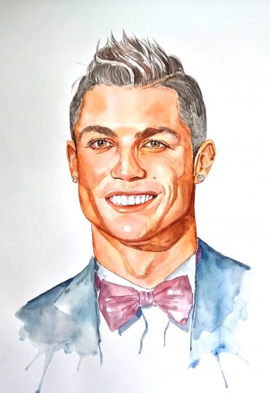 Pintura aquarela cristiano Ronaldo