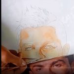 Pintura com aquarelas Cristiano Ronaldo