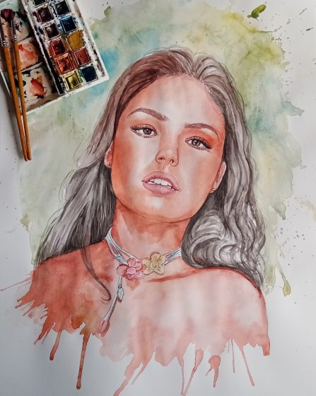 Isis Valverde pintura com aquarelas passo a passo