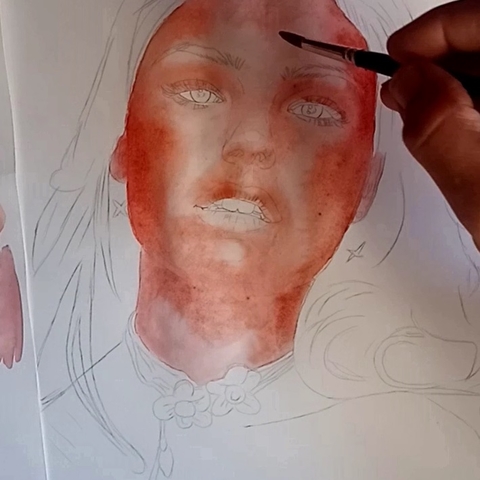 Isis Valverde, pintura com aquarelas passo a passo
