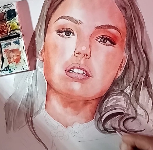 Isis Valverde, pintura com aquarelas passo a passo