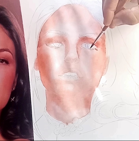 Isis Valverde, pintura com aquarelas passo a passo